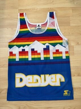 STARTER Denver Nuggets Skyline Mesh Jersey M Made in USA